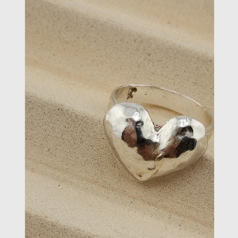 HEART HOLLOW RING HANDMADE IN STERLING SILVER METAL SIZE 9.5 - Picture 4 of 6